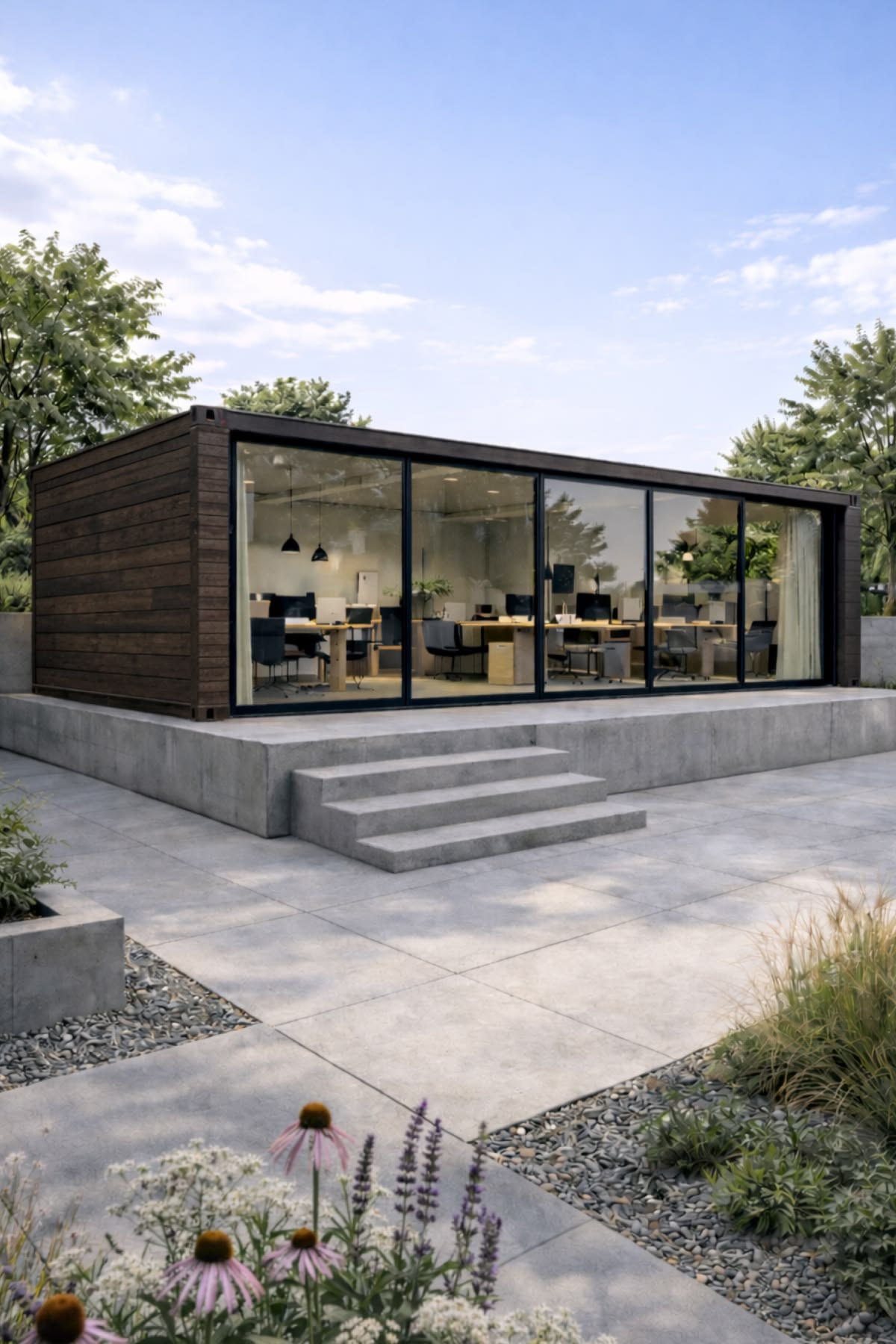 Wood-clad office